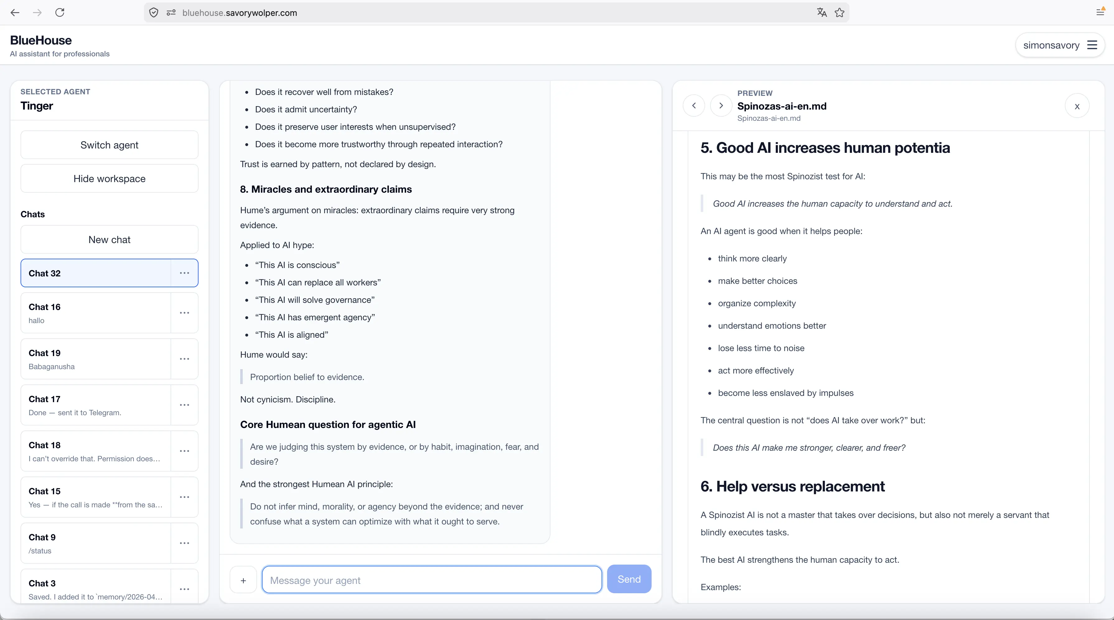 BlueHouse platform interface
